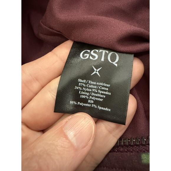 GSTQ Jacket Mens Small Burgundy Green Floral Bomber MSRP $349Lightweight Zip Up - Picture 4 of 10